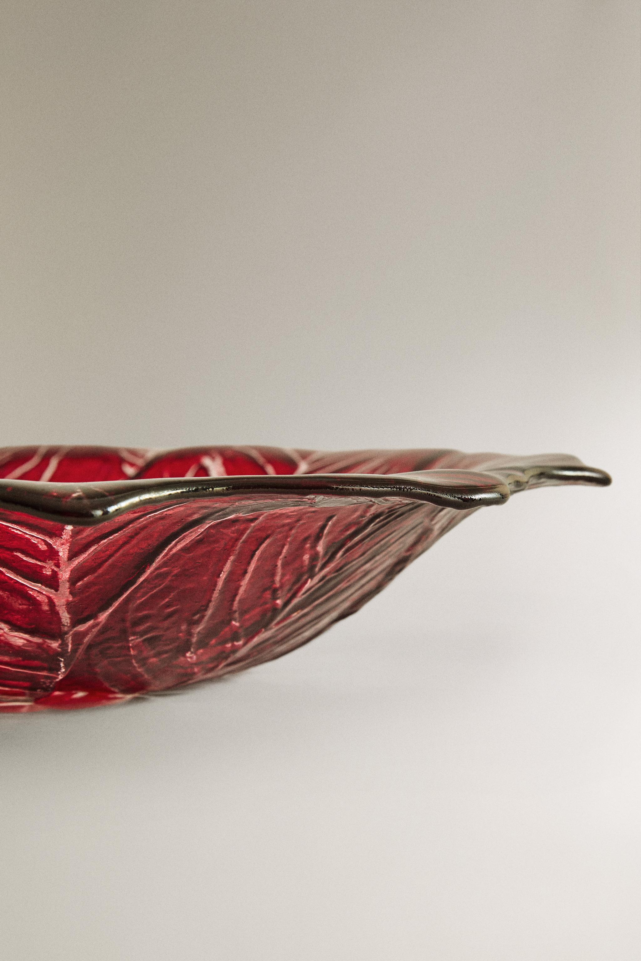 PLAT DE SERVICE FLEUR DE NOËL EN VERRE